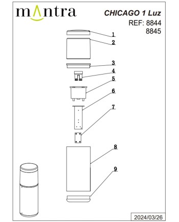 CHICAGO * SOBREMURO EXTERIOR GRIS OSCURO RED. 35CM IP65 E27